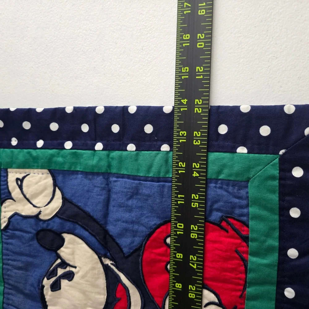 Vintage Mickey & Co Disney Quilted Polka‎ Dot Pillow Sham Navy Blue 14.5x14.5